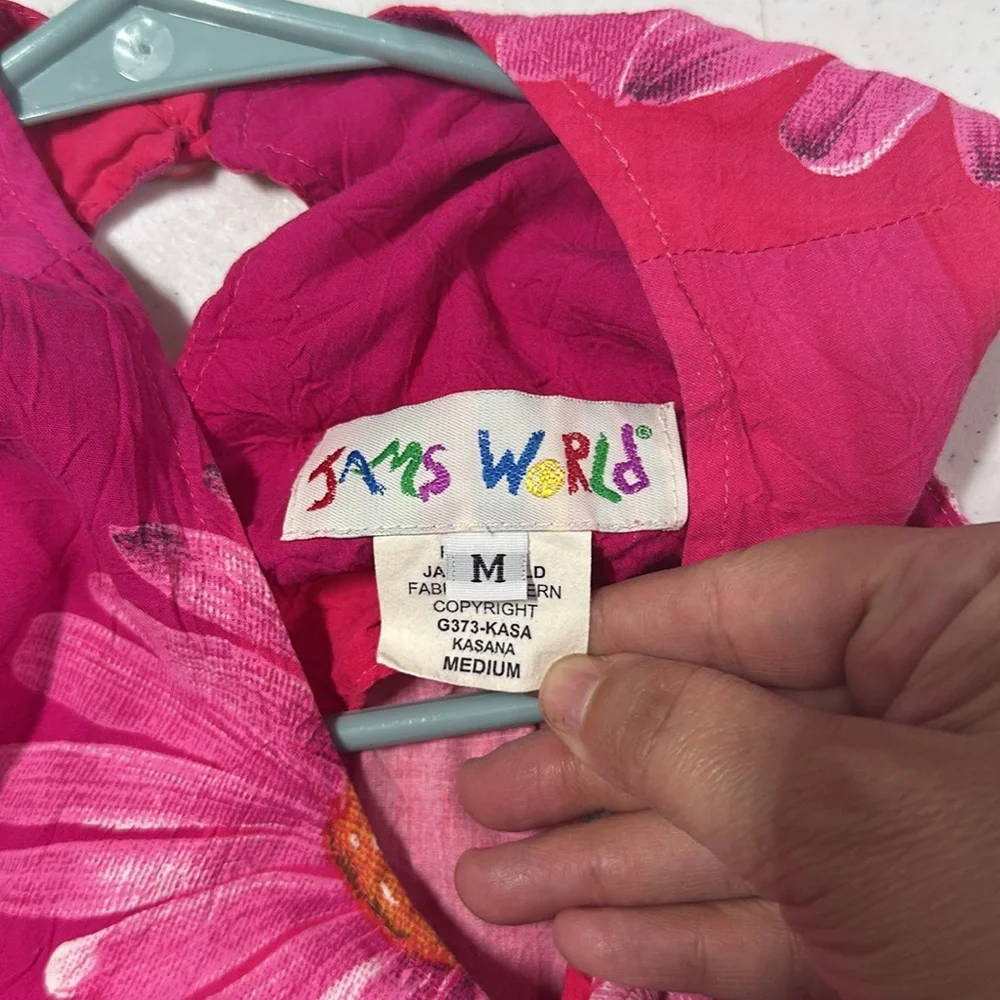 JAMS WORLD Kasana pink floral Hawaiian dress Girls Size Medium Vintage USA